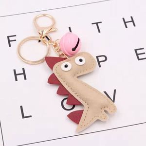 Creative Dinosaur PU Leather Keychain Cute Bag Pendant Bell Charm Car <b>Key</b> <b>Ring</b> Cross Border Gift - Product Image 3