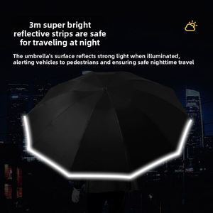 Parapluie pliable extra large noir à bord fluorescent, ouverture automatique inversée, design professionnel, protection UV, résistant aux intempéries, 10 cadeaux d'affaires - Product Image 2