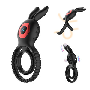 Remote-controlled rabbit vibrating semen-locking ring desensitizing anti-ejaculation penis <b>exerciser</b> resonance sex ring adult - Product Image 2