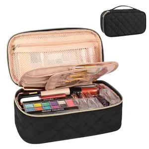 2024 Custom Wholesale Waterproof Pink Soft Pu Leather Portable Make Up Cosmetic Makeup Bag Pouch Travel Organizer Bags Case