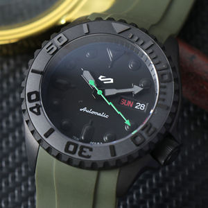 Montre mécanique NH35 avec logo personnalisé, 42mm, noire, SKX009, pour hommes, mouvement automatique de luxe, cadran NH36, étanche, cristal saphir - Product Image 6