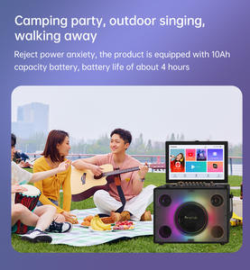 Haut-parleur karaoké portable de divertissement avec 2 micros sans fil Mini haut-parleur karaoké 14.1 pouces Lecteur karaoké Machine - Product Image 5