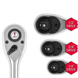 1/4 3/8, 1/2 дюймовый привод, хромированная ванадиевая сталь, 72-зубчатый ключ с коротким торцевым ключом, быстрый гаечный ключ с двойным направлением - Product Image 3