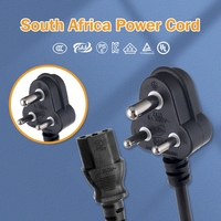 Cordon d'alimentation standard sud-africain personnalisé prise à 3 broches câble IEC 250V 6A pour électronique