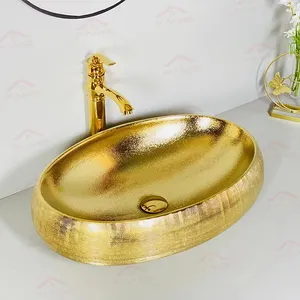 superior quality ceramics unique washbasin golden countertop sinks for hotel