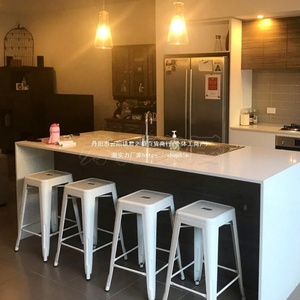 Tabourets de bar à hauteur de comptoir, chaise industrielle en fer <span class=keywords><strong>turquoise</strong></span>, tabourets de bar empilables en métal noir - Product Image 2