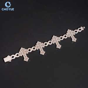 Luxury 925 Sterling Silver Multicolor Moissanite Cross Bracelet Iced Out <b>Infinity</b> Chain Hip Hop Jewelry for Men Women - Product Image 2