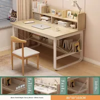 Bureau d'ordinateur en bois avec étagère, design moderne et minimaliste pour la maison, le bureau et l'étude