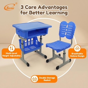 Ensemble Chaise et Table Scolaire Professionnel Moderne en Plastique et Métal, Réglable, avec Tiroir, pour Collège - Product Image 3