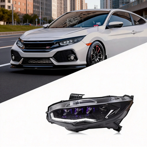 Feux avant de style automobile pour <span class=keywords><strong>Civic</strong></span>, feux avant <span class=keywords><strong>Civic</strong></span> 2016-2021, feux avant LED <span class=keywords><strong>Civic</strong></span> X, double projecteur LED, animation DRL, feu de signalisation - Product Image 1
