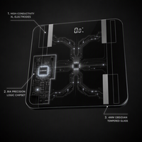 Báscula de Grasa Corporal Bluetooth de Precisión, Plataforma de Acero Inoxidable con Cristal Negro, Pantalla LED de Alta Precisión, Báscula Profesional para el Hogar