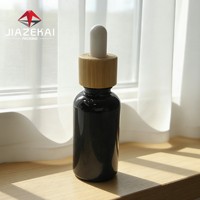 Flacon d'huile essentielle de 30 ml avec bouchon en bois, brun foncé, bleu, vert, flacon en verre opaque avec compte-gouttes pour emballage individuel, disponible en stock