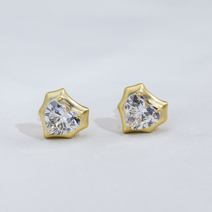 Pendientes de Diamantes de Oro Amarillo de 9K MSE-872 de Messi Jewelry para Mujer - Product Image 2