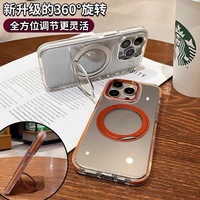 Étui de téléphone de luxe transparent avec anneau métallique rotatif à 360°, support béquille et protection antichoc pour iPhone 16 15 14 13 12 Pro Max Plus