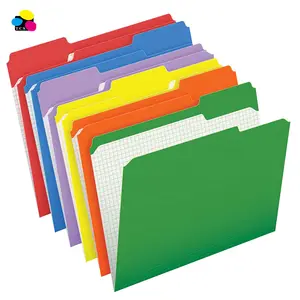 office supply 100 Per box reinforced 1/3 Cut Letter Size assorted Color File Folders with Interior Grid