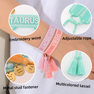Braccialetti Intrecciati di Alta Qualità con Logo Personalizzato, Bracciale Regolabile con Corda, Elegante Braccialetto con Segno Zodiacale per Coppie - Product Image 2
