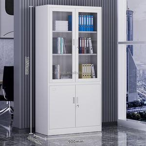 Armoire de rangement moderne en acier de grande taille avec porte vitrée, mobilier de bureau à domicile en promotion - pour les classeurs scolaires - Product Image 2