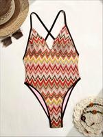 Maillot de bain une pièce rayé EU US pour femme, sexy et élégant, idéal pour l'été et la plage