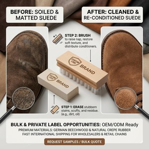 Kit de Nettoyage Personnalisé OEM pour Cuir et Nubuck – Brosse en Bois et Gomme pour Chaussures, Sacs à Main et Bottes – Vente en Gros - Product Image 3