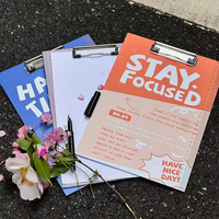 Portapapeles A4 de Colores Vibrantes, Carpeta de Papel con Frases Inspiradoras, Material de Papelería Moderno con Regla para la Escuela y la Oficina