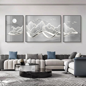 Mural de pasillo de entrada moderno, pinturas abstractas de pasillo decorativas orientadas simples de gama alta con marco para pared de salón - Product Image 5