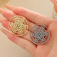 Broche amulette hexagramme de l'archange Métablète en acier inoxydable, découpe laser géométrique, finition polie, motif filigrané, Yiwu Aceon