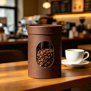 Custom Printing Kraft Paper Cardboard Tea Cans <b>Container</b> Packaging Cylinder Box 250gr Coffee Beans Paper Tube with clear window - Product Image 6