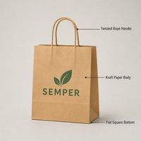 Sac en papier kraft brun personnalisé rectangulaire SOS pour boulangerie, emballage alimentaire, sac à lunch blanc avec logo