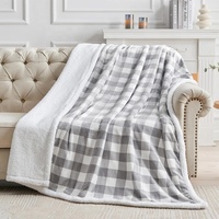 Plaid Sherpa ultra doux, chaud et épais à double couche avec motif écossais personnalisé pour l'hiver