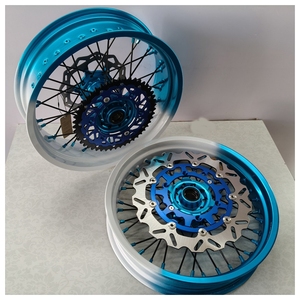 Ensemble de roues à rayons Supermoto 16/17 pouces, jante bicolore bleu et blanc, avant et arrière, pour Gas Gas EC <span class=keywords><strong>2022</strong></span> - Product Image 6