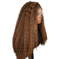Perruque synthétique longue bouclée 13x4 Lace Front, style afro, petites boucles, mèches marron cuivré, 22 pouces, volumineuse, douce, soyeuse et résistante à la chaleur