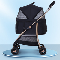 Poussette pliable de luxe pour animaux de compagnie à 4 roues, en tissu Oxford, avec pare-soleil et parapluie, pour petits chiens et chats