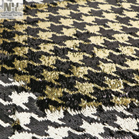 Tissu Nanyee Textile classique noir et beige à sequins reversibles, maille nid d'abeille tricotée 100 % polyester pour textiles de maison et chaussures