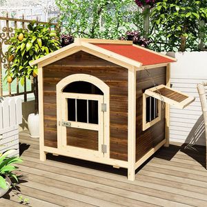 Casa para Perros de Madera Maciza, Grande, Impermeable, para Exteriores, con Techo - Product Image 3