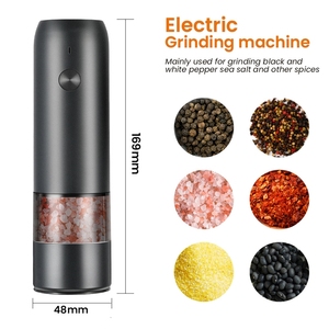 Modern Design USB Rechargeable Black <b>Pepper</b> Seasoning Sea Salt and <b>Pepper</b> Mill for Chefs - Product Image 2