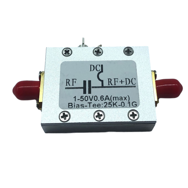 25K-100MHz Coaxial Feed 1-50V BiasTee RF Biaser DC Blocker for Low Noise Amplifier AM HF HAM Radio RTL SDR Receiver