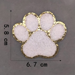 Hot bán thời trang DIY may/Túi phụ kiện 3D thêu Chenille các bản vá lỗi vàng long lanh Dog <span class=keywords><strong>Paw</strong></span> in vá với sắt trên ủng hộ - Product Image 6