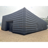 Tente de fête gonflable géante personnalisée portable noire pour plus de 50 personnes, cube de discothèque gonflable Oxford pour mariage, événement