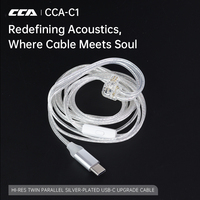 Kabel Audio Earphone CCA C1 USB C Kabel Earphone In-ear Berlapis Perak Headset Android Jack Tipe C C10 Phoenix Xyrra KZ QKZ GK