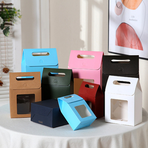 กล่องของขวัญกระดาษคราฟท์หน้าต่างพับได้กล่องใส่ช็อคโกแลตลูกกวาดคริสต์มาสแบบพกพาพร้อมที่จับ - Product Image 6