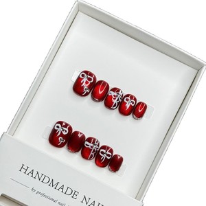 <span class=keywords><strong>Uñas</strong></span> <span class=keywords><strong>de</strong></span> gel acrílicas hechas a mano <span class=keywords><strong>de</strong></span> color sólido, 10 Uds., diseño rojo Simple, <span class=keywords><strong>Uñas</strong></span> postizas a presión, venta al por mayor - Product Image 3