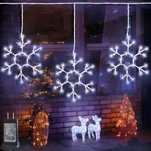 Hängende Twinkle Lichterketten Dachfenster Weihnachten Schneeflocke Eiszapfen Lichter Außen dekoration LED Lichterketten