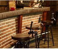 Chaise de bar rétro américaine en fer, tabouret haut de réception, chaise de loisirs en métal massif, chaise de bar relevable pour café