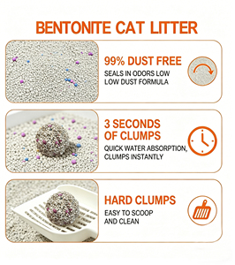 Litière pour chat en bentonite de haute qualité, 100 % minérale, anti-odeur, agglomérante, haute absorption, sans poussière, en vrac, en forme de boules - Product Image 2