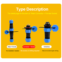Alumbrado público LED para exteriores Conexiones de turbina eólica PA66 SP13 Montaje en panel Conector de cable impermeable de 4 pines