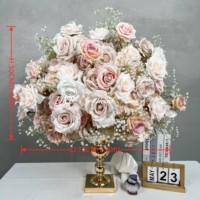Boule de fleurs artificielles de luxe, style romantique, aspect très réaliste, roses et pivoines, pour décorations de Noël et de la Fête des Mères, vente en gros