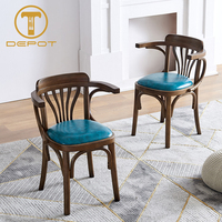 Chaise de salle à manger en bois massif de style nordique rétro personnalisée, siège en cuir PU, chaise en bois pour café, bistrot, restaurant