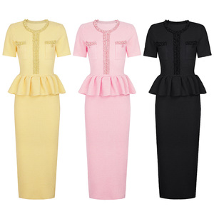 Bettergirl Abito Lungo <span class=keywords><strong>in</strong></span> <span class=keywords><strong>Maglia</strong></span> con Paillettes di Alta Qualità, Nuova Moda Autunnale, <span class=keywords><strong>Vestito</strong></span> Casual <span class=keywords><strong>Rosa</strong></span> Slim a Maniche Corte - Product Image 4