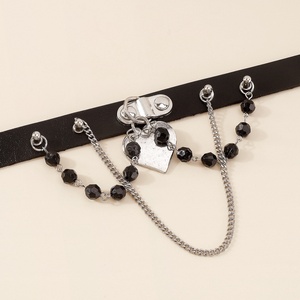 Nuevo Collar de Cuero Estilo Harajuku Hip Hop Punk Negro para Mujer con Cuentas Negras, Corazón, Estrella <span class=keywords><strong>y</strong></span> Colgante de Amor - Product Image 6