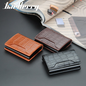 Baellerry Men's Card Holder Crocodile Pattern Multi Slot PU Leather Anti Theft Credit Card <b>Case</b> Everyday Use - Product Image 4
